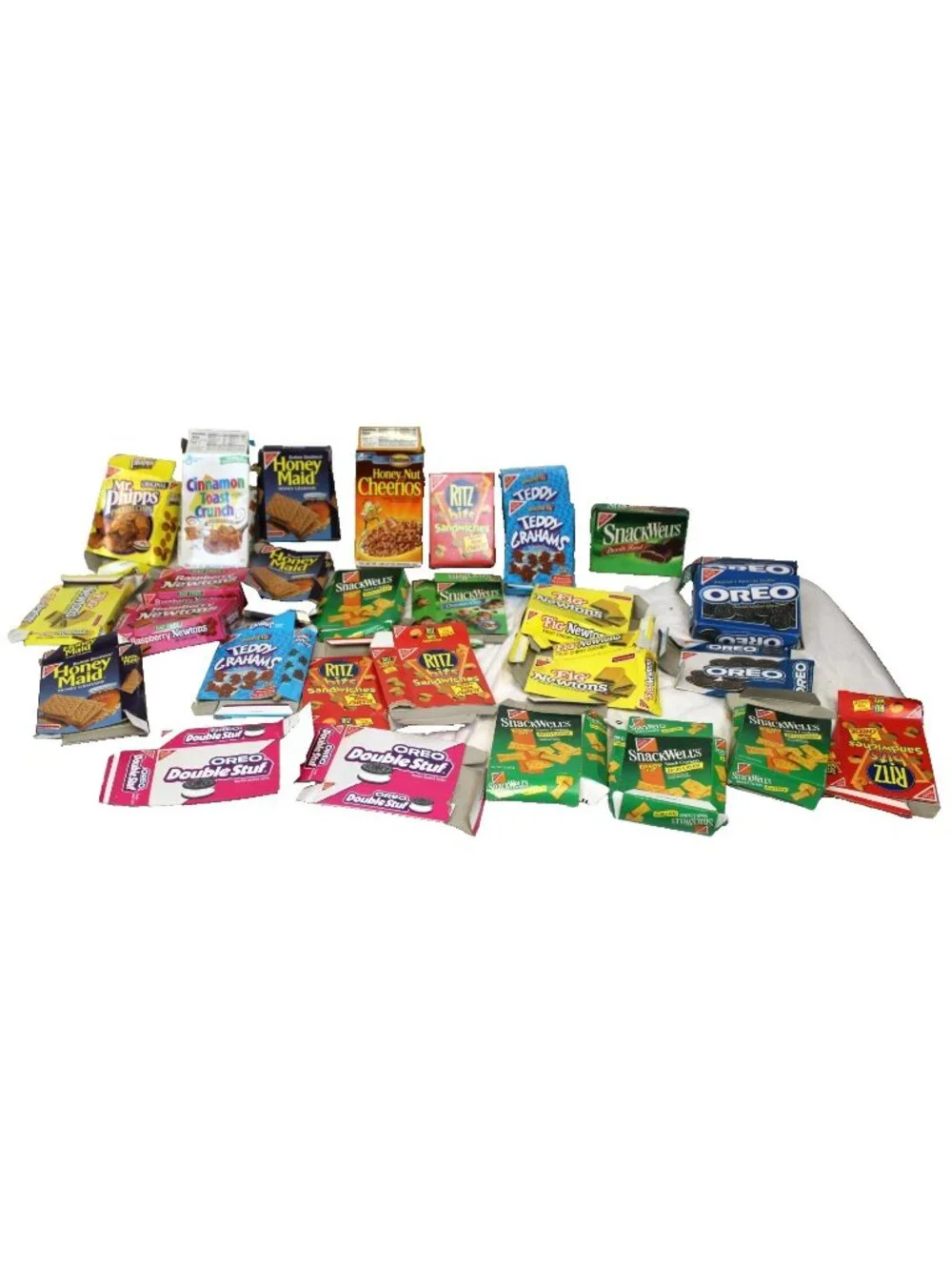 Lg Lot Cardboard Mini Snack Boxes Oreo Snackwells Ritz Vtg Crackers Cereal Play